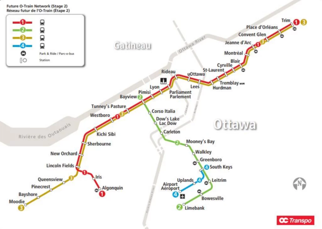 Mapa del Tranvía de Ottawa