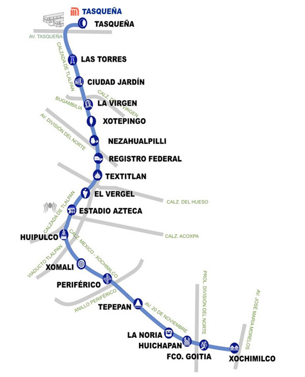 Mapa del Tren ligero de la Ciudad de México