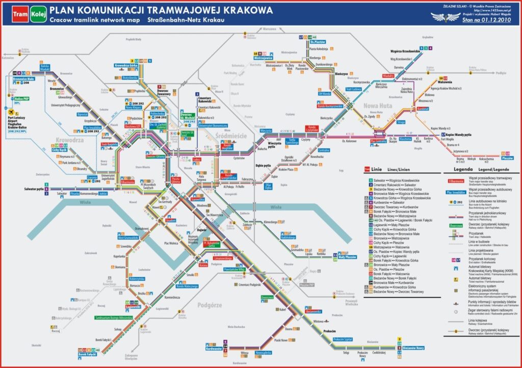 Mapa del Tranvía de Cracovia