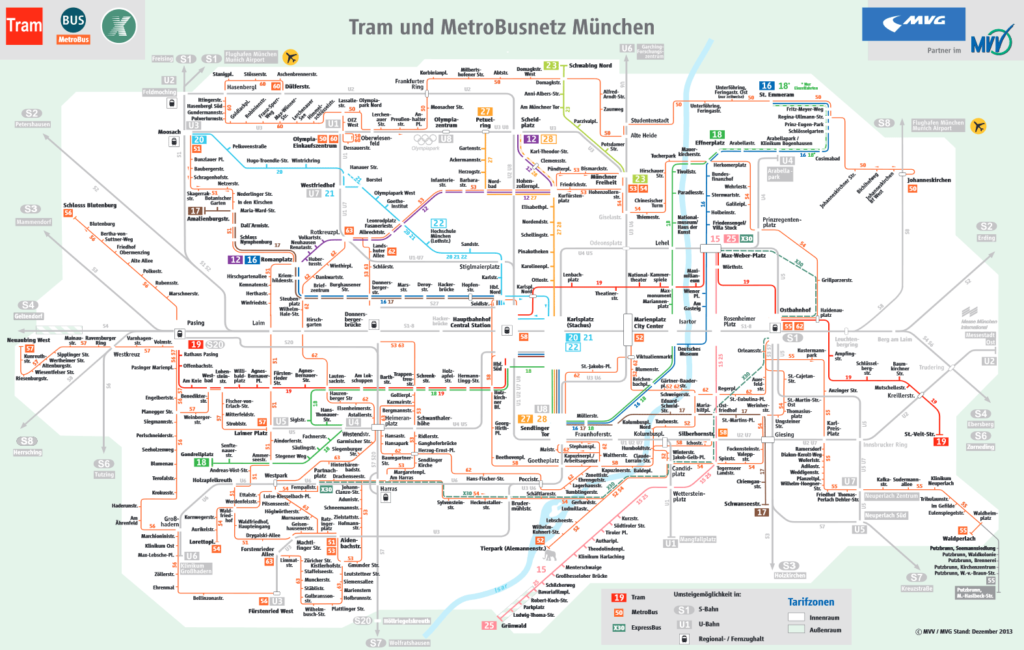 Mapa de transporte público de Múnich