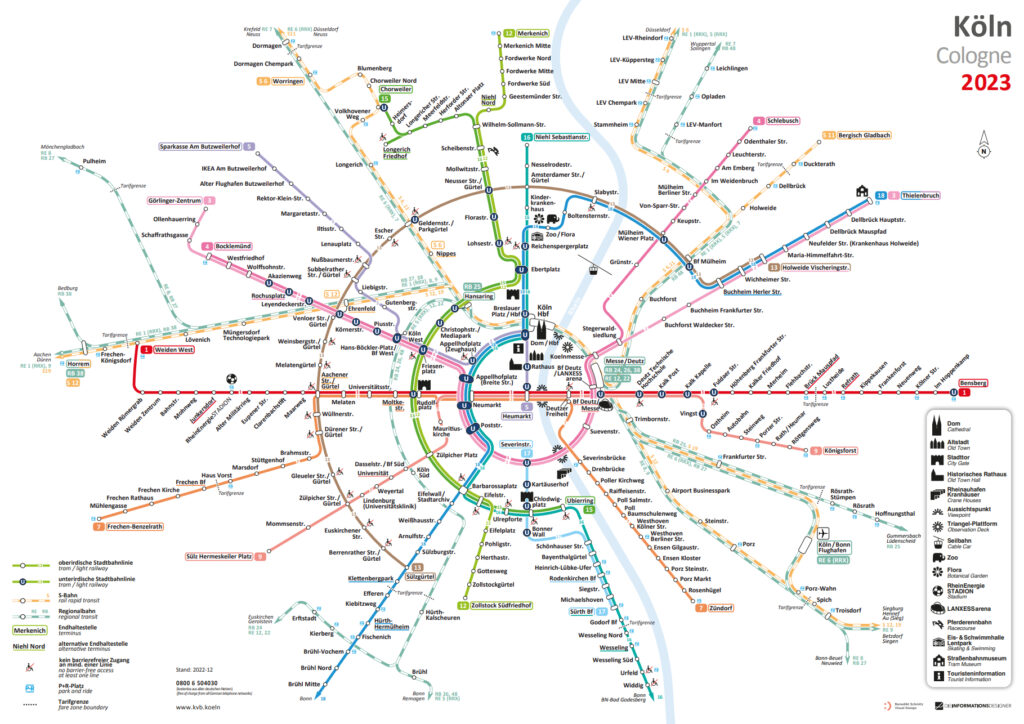 Mapa de los tranvías de Colonia